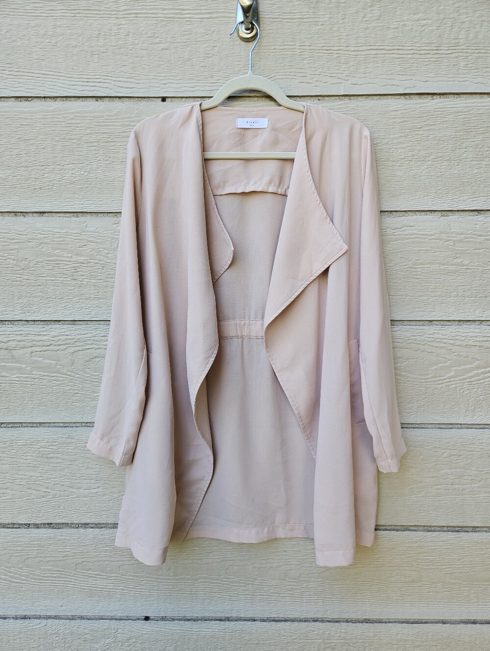 Elodie blush pink open front long line blazer small oversized